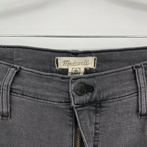 Madewell 10" High Rise Skinny Fit Jeans Women's Sz 30 Stretch Raw Hem Denim Gray - Picture 4 of 12